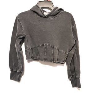 Girls M (7/8) Hoodie Jacket Black Gray Zip Up Long Sleeve Casual Outerwear